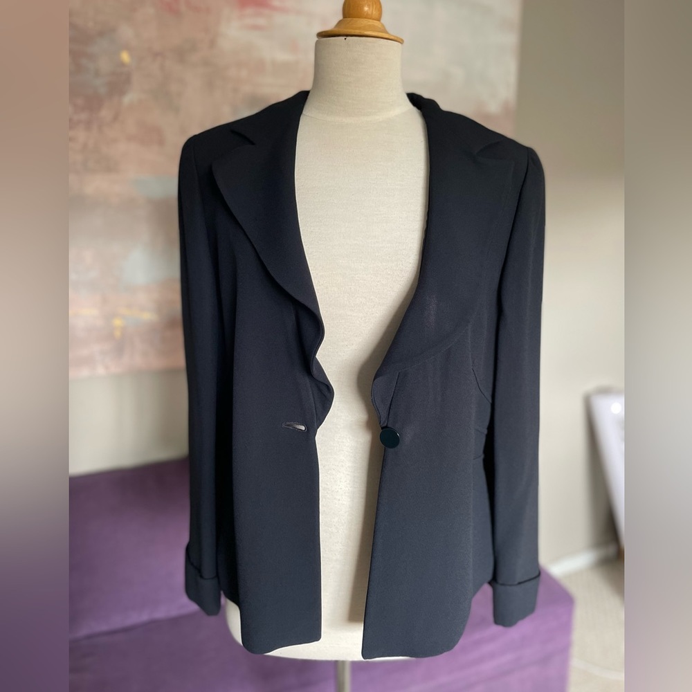 Armani Collezioni dark blue Tailored blazer with accent lapel size 14 💐 - Picture 8 of 16